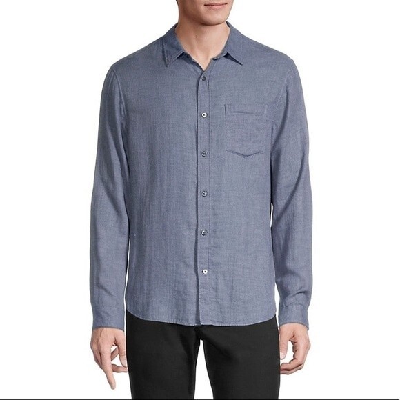 Vince Blue Satin Botton Up Shirt - Picture 1 of 6